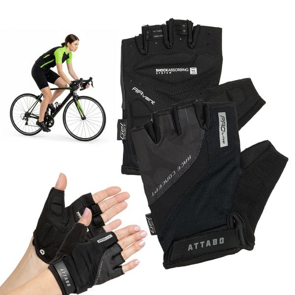 Rękawiczki rowerowe ATTABO Kinu Pro. Czarne rękawiczki ATTABO, bez wzorów. W wyprzedaży za 53.99 zł.