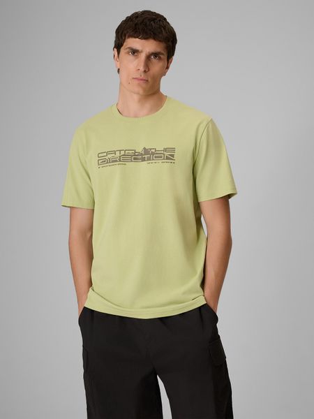 4F T-shirt regular z nadrukiem męski - zielony M. Zielone t-shirty 4F, m, bez wzorów, z materiału, bez kołnierzyka, bez ramiączek. Za 69.99 zł.