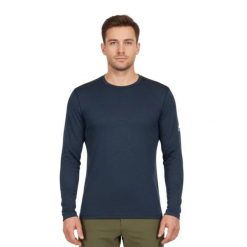 Męska koszulka z długim rękawem z wełny merynosów - Finn 140. Niebieskie bluzy FJORK MERINO, na zimę, m, bez wzorów, z elastanu, bez kaptura. Za 439.00 zł.