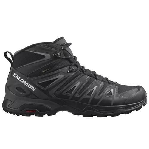 Buty trekkingowe męskie Salomon X Ultra Pioneer Mid Gtx Gore-tex. Czarne buty turystyczne Salomon, bez wzorów, z gore-texu, za kostkę, bez zapięcia, trekkingowe, gore-tex. Za 685.00 zł.