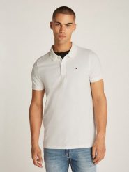 TOMMY JEANS Koszulka polo w kolorze białym rozmiar: XXL. Białe koszulki polo Tommy Jeans, xxl, bez wzorów, z bawełny, bez kołnierzyka, bez ramiączek. Za 205.93 zł.