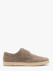 Beżowe sznurowane półbuty w stylu casual BARNEY. Brązowe eleganckie półbuty Ryłko, bez wzorów, ze skóry, bez obcasa, bez zapięcia. Za 379.99 zł.