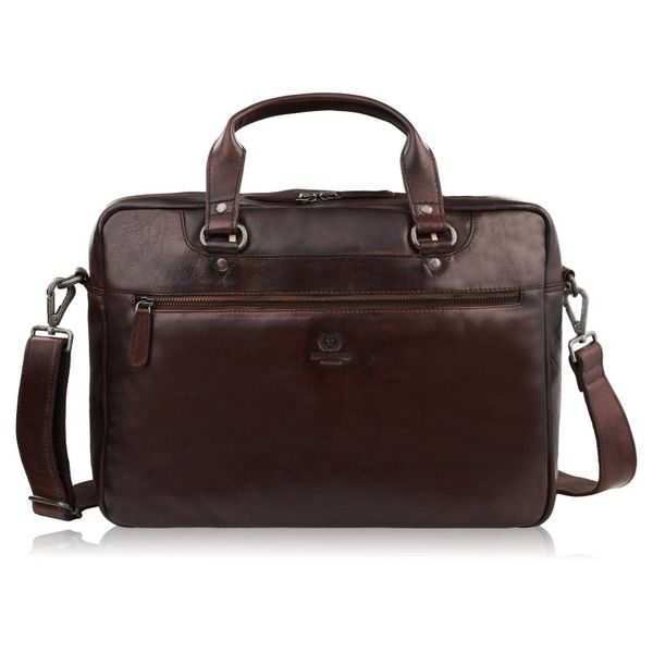 Torba męska na ramię do ręki skórzana na laptopa dokumenty A4 brązowa pojemna Paolo Peruzzi SL-08-BR. Brązowe torby na laptopa matowe. Za 439.00 zł.