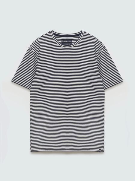 Koszulka męska w paski granatowa Garri 403. Niebieskie t-shirty BIG STAR, l, z aplikacjami, z bawełny, bez kołnierzyka, bez ramiączek. Za 99.99 zł.