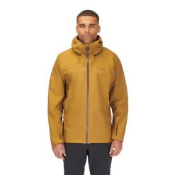 Kurtka przeciwdeszczowa męska Rab Namche GTX Jacket z kapturem. Żółte kurtki RAB, m, bez wzorów, z kapturem. Za 1,069.99 zł.