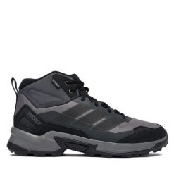 Trekkingi adidas. Szare botki sznurowane Adidas, bez wzorów, bez obcasa, bez zapięcia. Za 439.99 zł.