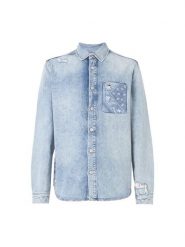 Tommy Jeans Koszula jeansowa DM0DM21362 Niebieski Regular Fit. Niebieskie koszule Tommy Jeans, m, bez wzorów, z bawełny, bez kołnierzyka, bez ramiączek. Za 459.99 zł.