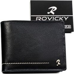 Portfel skórzany Rovicky N7-CMC czarny. Czarne portfele ROVICKY, bez wzorów, ze skóry. Za 64.00 zł.