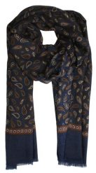 Szalik Elegancki Przejściowy, Cienki, Granatowo-Brązowy w Paisley -V.Fraas. Brązowe szaliki V. Fraas, bez wzorów, z materiału. Za 49.00 zł.