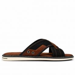 Klapki męskie Wrangler CALVIN SLIDER MEN LOW. Brązowe klapki Wrangler, z materiału. Za 149.00 zł.