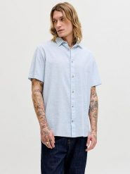 Jack & Jones Koszula "Summer" w kolorze błękitnym rozmiar: XXL. Niebieskie koszule Jack & Jones, xxl, bez wzorów, z bawełny, bez kołnierzyka, bez ramiączek. Za 86.99 zł.