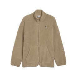 Męska rozpinana bluza typu sherpa Essentials Elevated na zimę o luźnym kroju. Brązowe kurtki do biegania Puma, na zimę, m, bez wzorów, bez kaptura, do biegania. Za 269.00 zł.