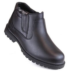 Trzewiki buty męskie sztyblety ocieplane czarne Man's Style WS-006. Czarne sztyblety Atletico, bez wzorów, ze skóry ekologicznej, bez obcasa, bez zapięcia. Za 113.99 zł.