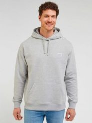 LEE MĘSKA BLUZA CORE LOOSE HOODIE SHARP GREY MELE 112341676 L84W011720. Szare bluzy Lee, l, bez wzorów, bez kaptura. Za 199.99 zł.