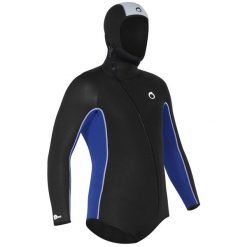 Kurtka do nurkowania męska Subea SCD z neoprenu 5,5 mm z kapturem. Czarne kurtki SUBEA, m, bez wzorów, z gumy, z kapturem. Za 399.99 zł.