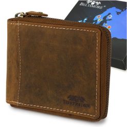 Portfel Skórzany Zasuwany Duży Poziomy Rfid Nubuk Jasny Brąz Beltimore H01. Brązowe portfele bez wzorów, z nubiku. Za 69.99 zł.