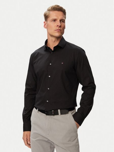 Tommy Hilfiger Koszula MW0MW43122 Czarny Slim Fit. Czarne koszule Tommy Hilfiger, m, bez wzorów, z bawełny, bez kołnierzyka, bez ramiączek. Za 369.99 zł.