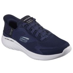 Buty sportowe Sneakersy męskie, Slip-Ins: Bounder 2.0 - Emerged. Niebieskie buty sportowe casual Skechers, bez wzorów, z materiału, bez zapięcia. Za 399.99 zł.