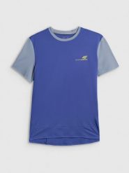 4F Koszulka rowerowa męska - fioletowa S. Fioletowe t-shirty 4F, m, bez wzorów, z dzianiny, bez kołnierzyka, bez ramiączek. Za 139.99 zł.