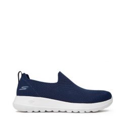 Półbuty Skechers. Niebieskie eleganckie półbuty Skechers, bez wzorów, bez obcasa, bez zapięcia. Za 209.99 zł.