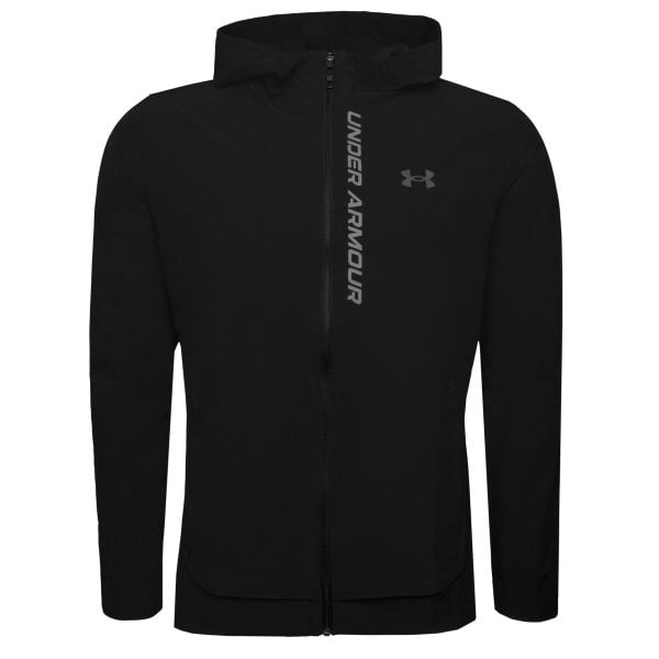 Wodoodporna kurtka Under Armour OutRun the Storm. Czarne kurtki Under Armour, l, bez wzorów, z materiału, z kapturem. Za 404.45 zł.