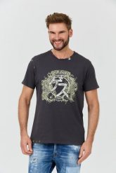 GUESS Szary t-shirt Japanese Ideog. Szare t-shirty Guess, l, z aplikacjami, bez kołnierzyka, bez ramiączek. W wyprzedaży za 149.99 zł.