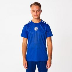 Chelsea Polo Męski. Niebieskie koszulki polo CHELSEA, m, bez wzorów, z bawełny, bez kołnierzyka, bez ramiączek, do piłki nożnej. Za 159.99 zł.
