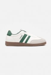 Biało-Zielone Buty Sportowe Tenisówki z Ozdobnymi Wstawkami Cesiyana. Białe trampki Born2be, m, bez wzorów, bez zapięcia. W wyprzedaży za 118.99 zł.