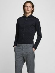 Jack&Jones Koszula Parma 12097662 Czarny Super Slim Fit. Czarne koszule Jack&Jones, m, bez wzorów, z bawełny, bez kołnierzyka, bez ramiączek. Za 169.99 zł.