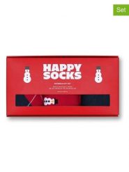 Happy Socks Skarpety (3 pary) "Snowman" w kolorze granatowo-czerwonym rozmiar: 36-40. Czerwone skarpety Happy Socks, bez wzorów, prążkowane. Za 69.91 zł.