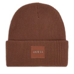 Czapka Guess. Brązowe czapki zimowe Guess, z aplikacjami. Za 154.99 zł.