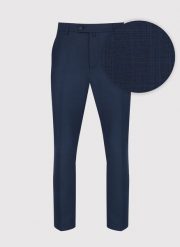 PAKO LORENTE – Granatowe spodnie garniturowe w subtelną kratę. Niebieskie eleganckie spodnie Pako Lorente, bez wzorów, z elastanu. Za 599.99 zł.
