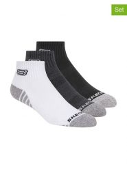 Skechers Skarpety (3 pary) w kolorze antracytowo-czarno-białym rozmiar: 43-46. Białe skarpety Skechers, bez wzorów, ze splotem. Za 26.19 zł.