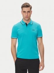 BOSS Polo Paul 50506193 Turkusowy Slim Fit. Niebieskie koszulki polo Boss, m, bez wzorów, z bawełny, bez kołnierzyka, bez ramiączek. Za 339.99 zł.