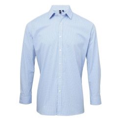 Męska Koszula Z Długim Rękawem Gingham Micro Checked. Białe koszule PREMIER, m, bez wzorów, bez kołnierzyka, bez ramiączek. Za 119.99 zł.