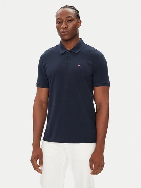 Calvin Klein Jeans Polo LV040EM269 Granatowy Regular Fit. Niebieskie koszulki polo Calvin Klein Jeans, m, bez wzorów, z bawełny, bez kołnierzyka, bez ramiączek. Za 179.99 zł.