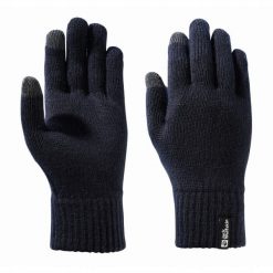 Rękawiczki dzianinowe do ekranów dotykowych Jack Wolfskin RIB GLOVE. Niebieskie rękawiczki Jack Wolfskin, na jesień, bez wzorów, z dzianiny. Za 129.00 zł.