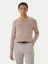 Tommy Hilfiger Sweter Essential MW0MW14745 Beżowy Regular Fit. Brązowe swetry rozpinane Tommy Hilfiger, m, bez wzorów, z bawełny, bez kołnierzyka, bez ramiączek. Za 429.99 zł.