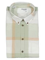 SELECTED HOMME Koszula - Slim fit - w kolorze jasnozielono-białym rozmiar: L. Zielone koszule Selected Homme, l, bez wzorów, z bawełny, bez kołnierzyka, bez ramiączek. Za 66.00 zł.
