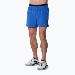 Spodenki do biegania męskie Mizuno Active Alpha 5.5. Niebieskie krótkie spodenki sportowe Mizuno, l, bez wzorów, z elastanu. Za 229.99 zł.
