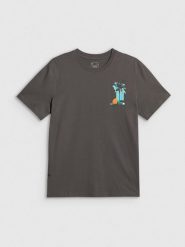 4F T-shirt regular z nadrukiem męski - szary L. Szare t-shirty 4F, l, bez wzorów, z bawełny, bez kołnierzyka, bez ramiączek. Za 69.99 zł.