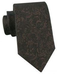 Elegancki Krawat Chattier - Czekoladowy Brąz w Kwiaty. Brązowe krawaty i muchy Chattier, bez wzorów, z tkaniny. Za 55.00 zł.