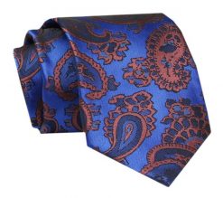 Męski Krawat - ALTIES - Klasyczny - Niebieski w Duże Paisley. Niebieskie krawaty i muchy Alties, bez wzorów, z tkaniny. Za 49.00 zł.
