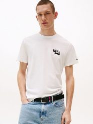 TOMMY JEANS Koszulka w kolorze kremowym rozmiar: L. Brązowe bezrękawniki Tommy Jeans, l, bez wzorów, z bawełny, bez kołnierzyka, bez ramiączek. Za 90.95 zł.