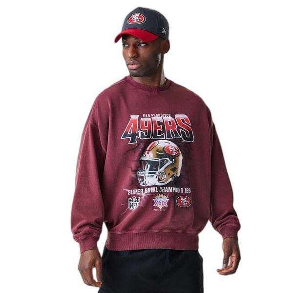 Bluza San Francisco 49ers NFL Washed. Czerwone bluzy New Era, m, bez wzorów, bez kaptura. W wyprzedaży za 345.50 zł.