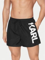 KARL LAGERFELD Szorty kąpielowe A1M46013 Czarny Regular Fit. Czarne kąpielówki KARL LAGERFELD, m, bez wzorów, z syntetyku. Za 219.99 zł.