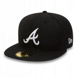 Czapka z daszkiem New Era 59FIFTY MLB Atlanta Braves Fullcap 10047487. Czarne czapki z daszkiem New Era, na jesień, bez wzorów. Za 246.50 zł.