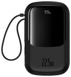 Baseus Qpow Pro+ 20000mAh 22.5W z wbudowanym kablem USB-C i wyświetlaczem - czarny. Czarne powerbanki . Za 169.90 zł.