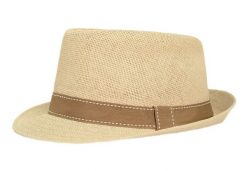 Męski Kapelusz Letni (Styl TRILBY) - Pako Jeans - Słomkowy Kolor, Pasek Beżowy. Żółte kapelusze Pako Jeans, bez wzorów, z jeansu, klasyczne. Za 55.00 zł.
