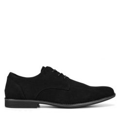 Półbuty Lanetti. Czarne eleganckie półbuty Lanetti, bez wzorów, bez obcasa, bez zapięcia. Za 129.99 zł.